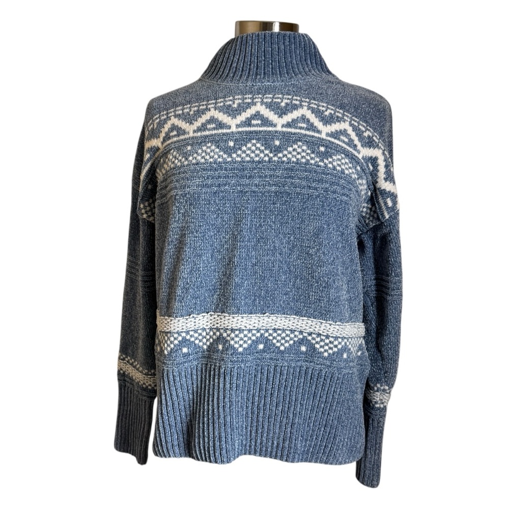 Christian Siriano New York Fair Isle Chenille Knit Mock Neck Sweater Womens XL